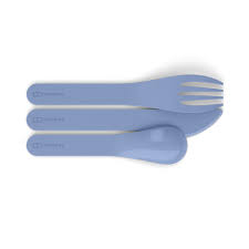 Talheres infantis Monbento azuis faca garfo e colher