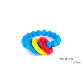 Mordedor bracelete em forma de donut azul para bebé em silicone seguro