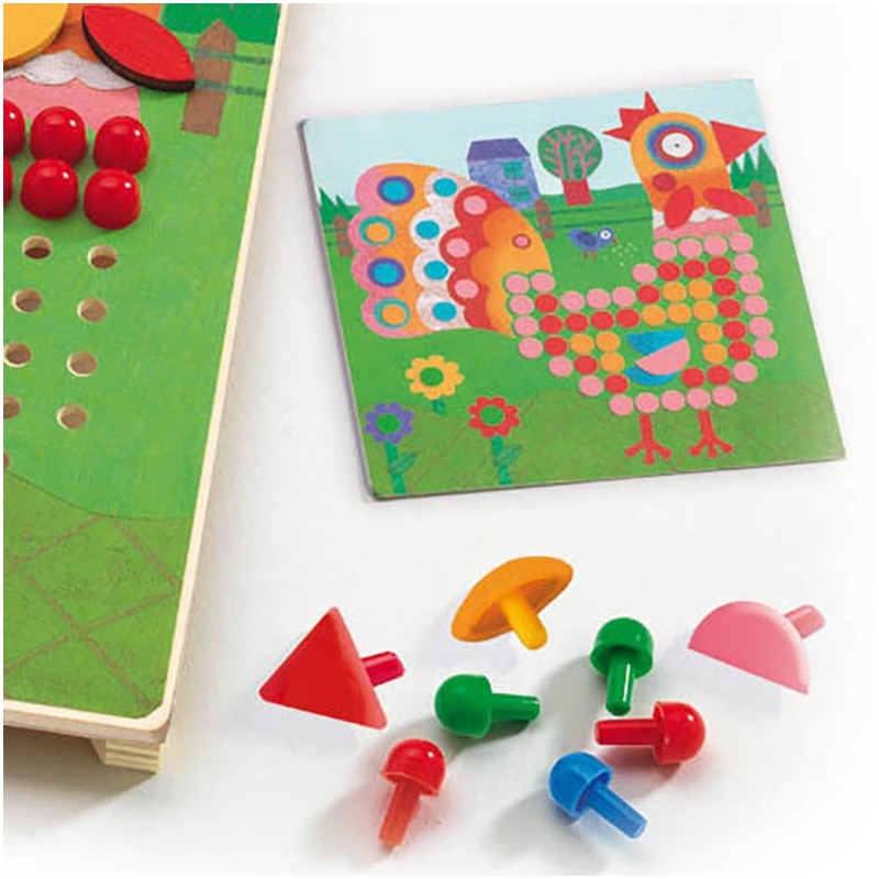 Djeco Juego de mosaicos con clavijas - Mosaico Animo