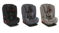 Três cadeiras auto Nuna Myti em diferentes cores: preto, cinzento e bege.