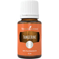 Frasco de óleo essencial Young Living Tangerine de 15ml com rótulo laranja e tampa branca.
