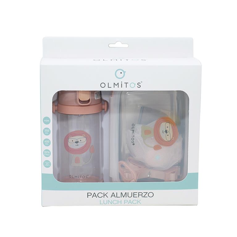 A lunchbox Olmitos Leão fechada, destacando os 4 clips laterais práticos para fecho hermético.