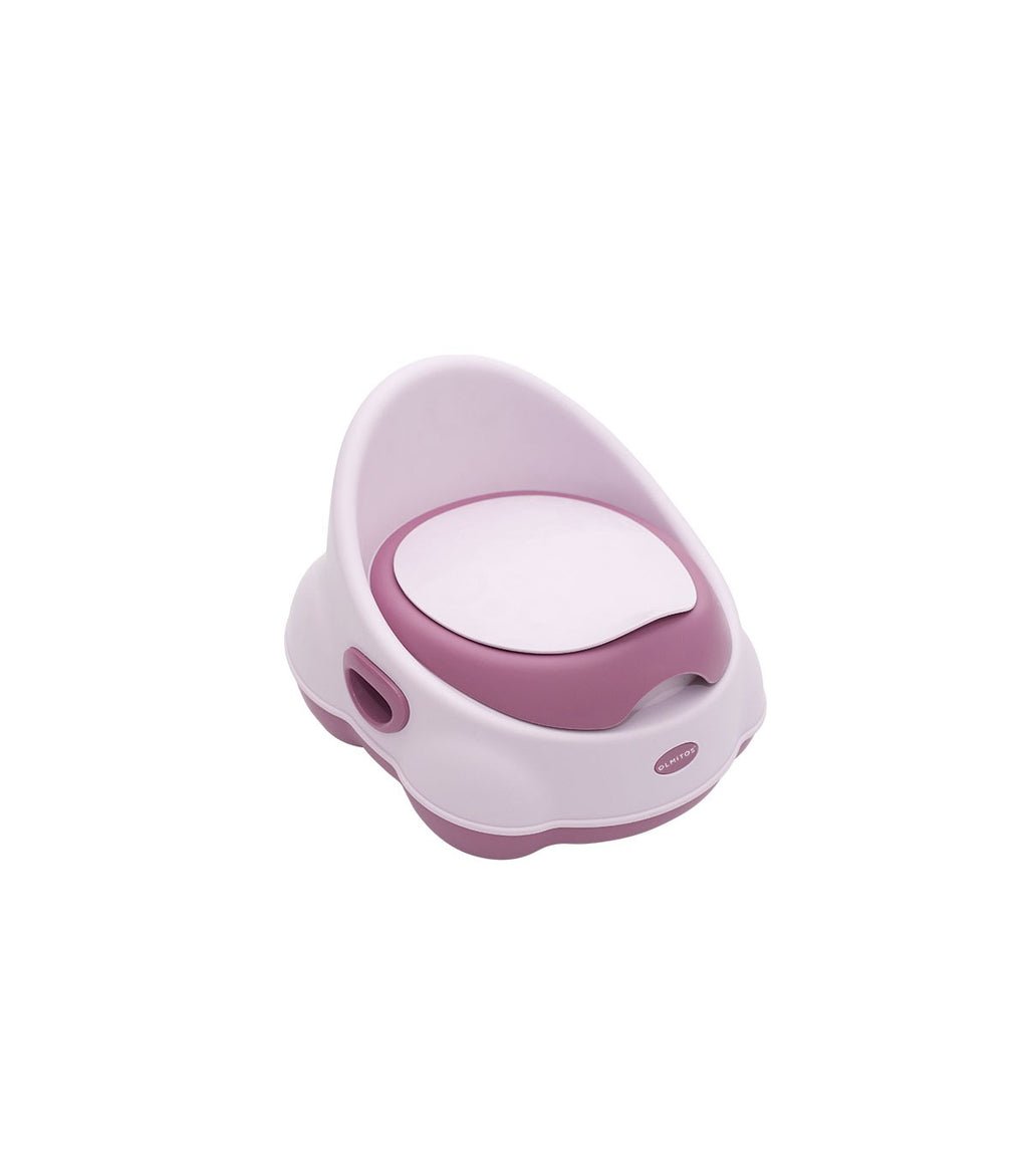 Pote sanita WC anatómico Olmitos, branco com detalhes menta, design ergonómico para treino de desfralde.