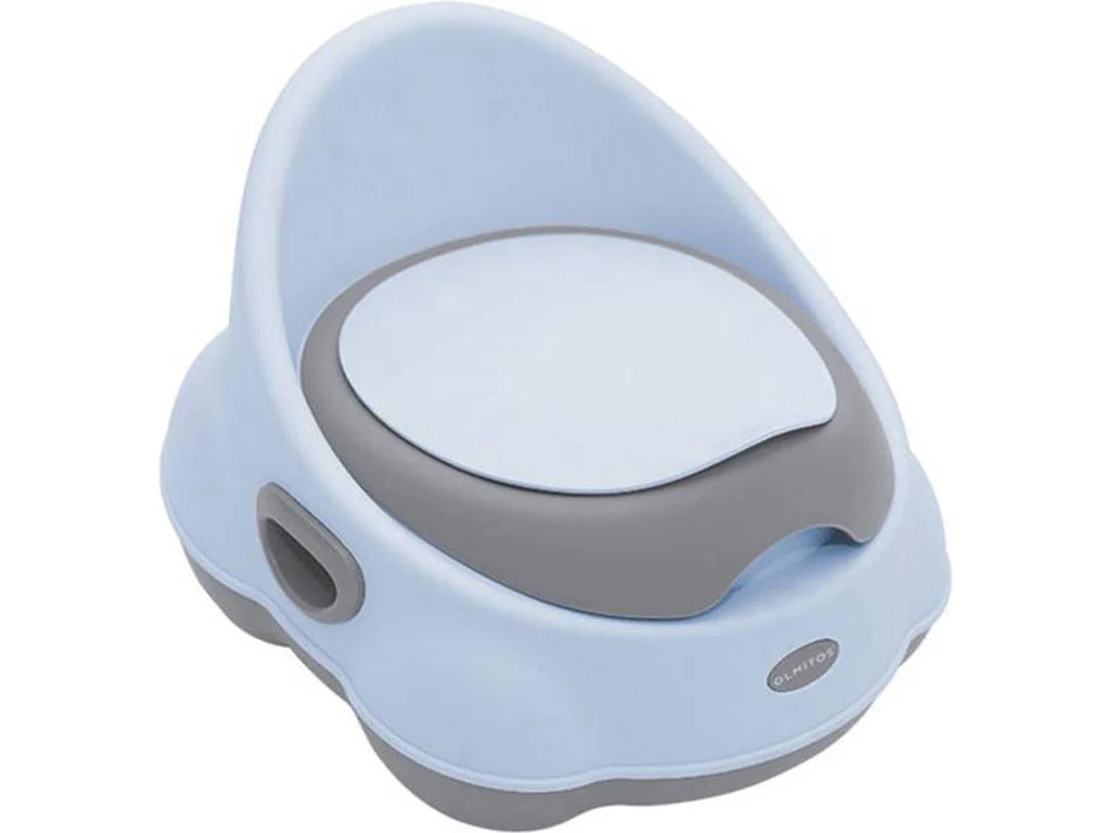 Detalhe do assento anatómico do pote Olmitos, mostrando a forma ergonómica e a superfície lisa, ideal para conforto da criança.