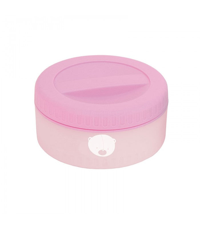 Termos Olmitos aberto exibindo o interior em aço inoxidável e a boca larga para facilitar a limpeza.