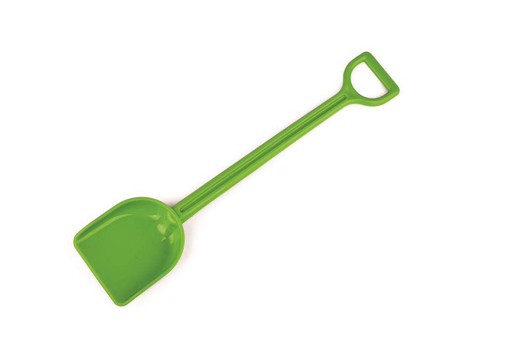 Pá de brincar verde para praia da marca Hape em fundo branco