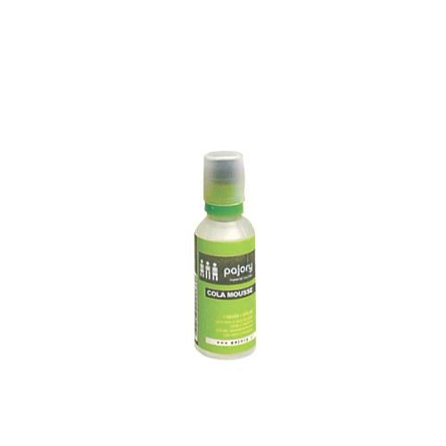 Frasco de cola mousse liquida Pajory de 30ml com aplicador verde, ideal para trabalhos manuais escolares e uso criativo infantil.