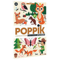Poster grande Poppik "Floresta" parcialmente preenchido com autocolantes de animais, mostrando a atividade educativa.