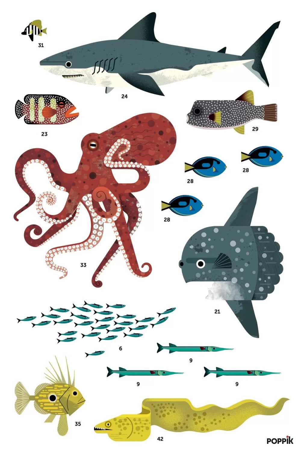 Poppik DISCOVERY - póster con pegatinas del océano 