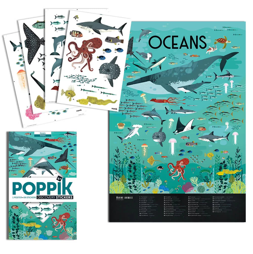 Poppik DISCOVERY - poster with Oceans stickers