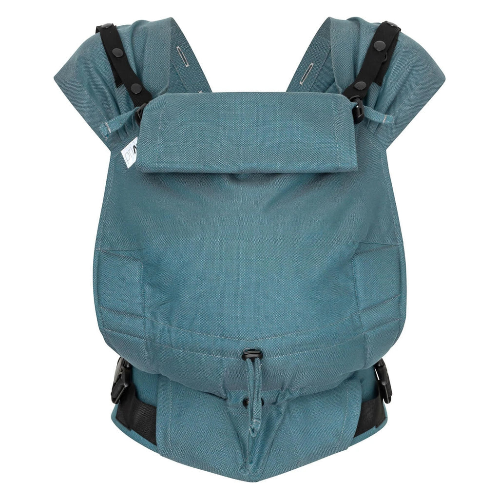 Mochila Primeo® em azul, vista frontal, com alças de ombro ajustáveis e fivelas.