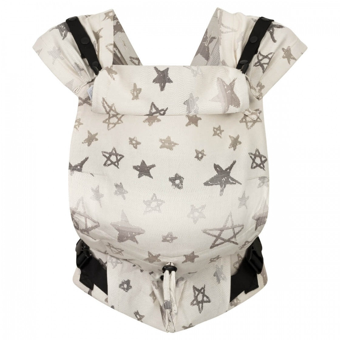 Mochila Hoppediz Ajustável BabySize Primeo Singapor Grey com padrão de estrelas.