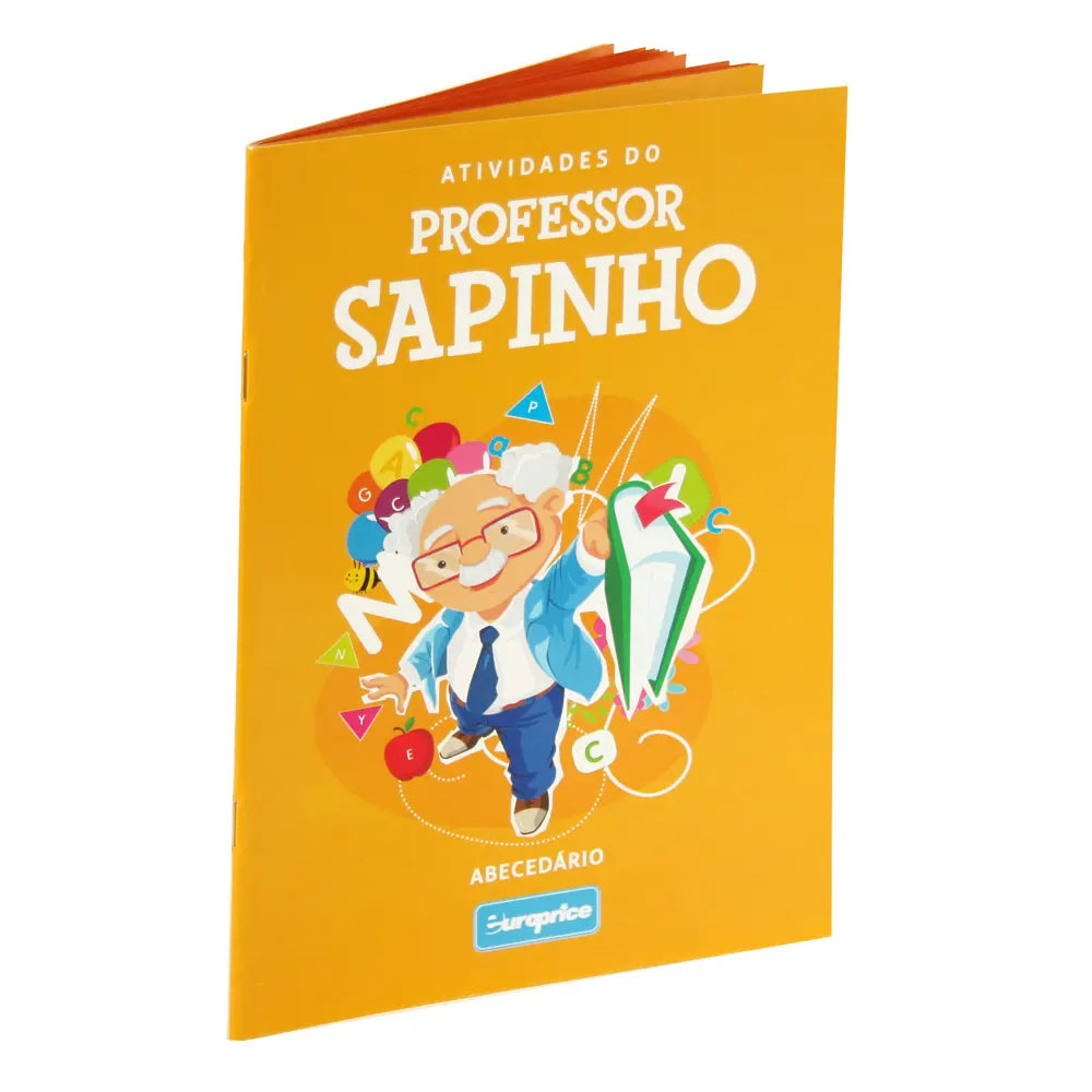 Capa do livro "Atividades do Professor Sapinho - Abecedário", mostrando o personagem principal e o título. Ideal para crianças de 4 a 6 anos.