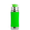 Garrafa Pura Sport 325ml em aço inoxidável com manga e topo verde