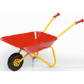 Carrinho de mão metálico infantil vermelho com estrutura amarela Rolly Toys para jardim