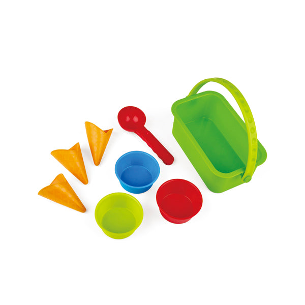 Set de gelados de areia Hape com balde verde e acessórios