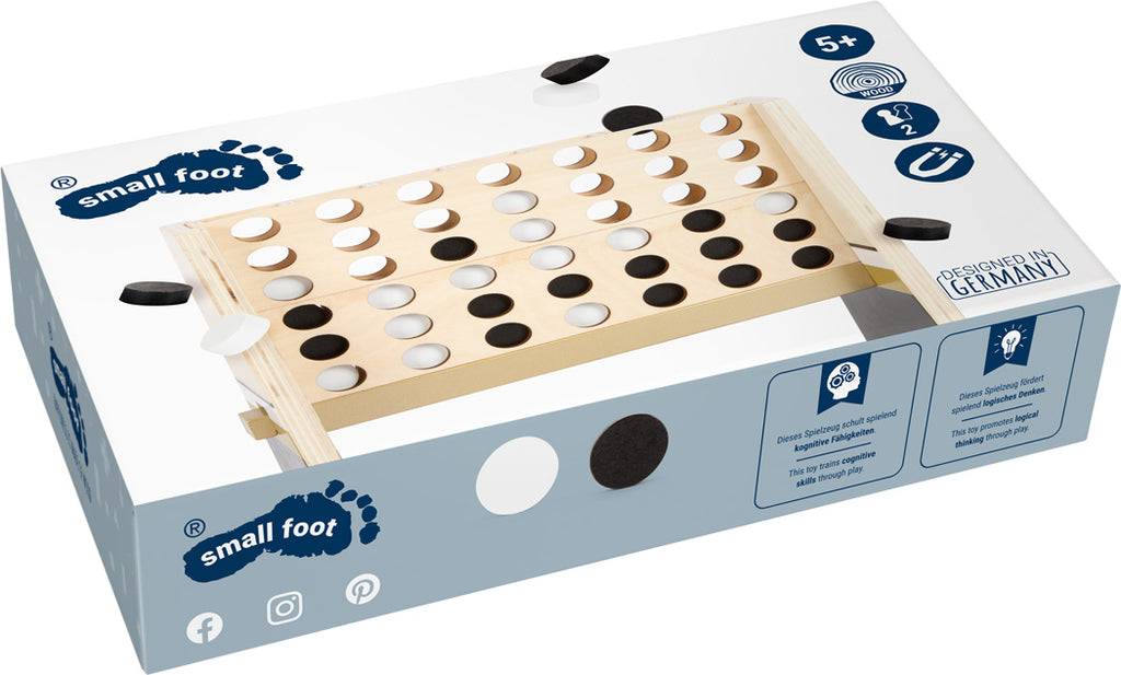 Caixa do jogo 4 em Linha Gold Edition da small foot, mostrando o design da embalagem e informações do produto.