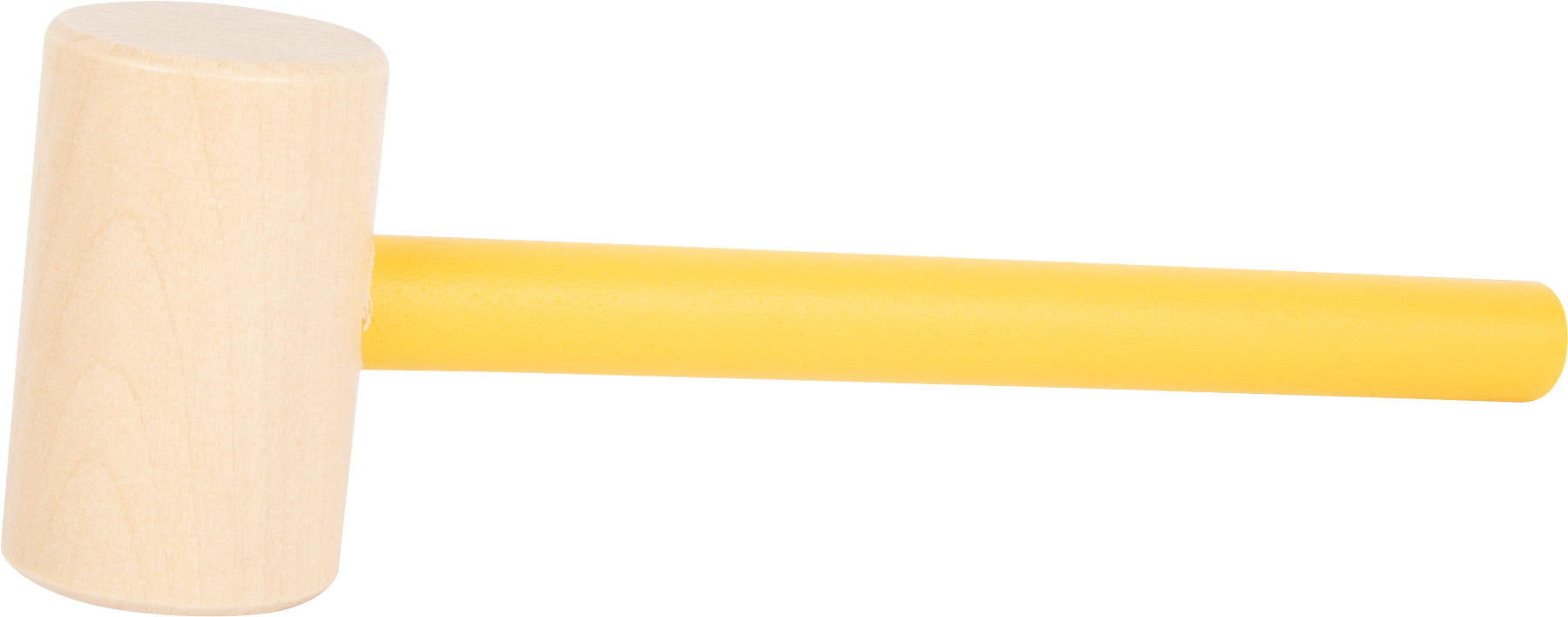 Martelo de madeira amarelo e cabeça de madeira clara do jogo do martelo pastel small foot. Leve e ergonômico para pequenas mãos.