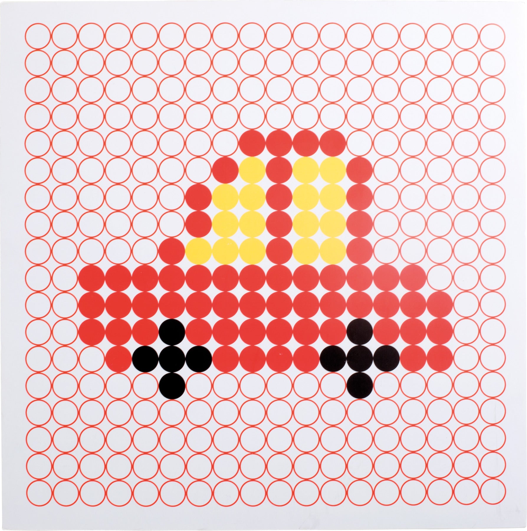 Modelo em cartão com o desenho de um carro a ser criado com os cilindros coloridos do jogo small foot.