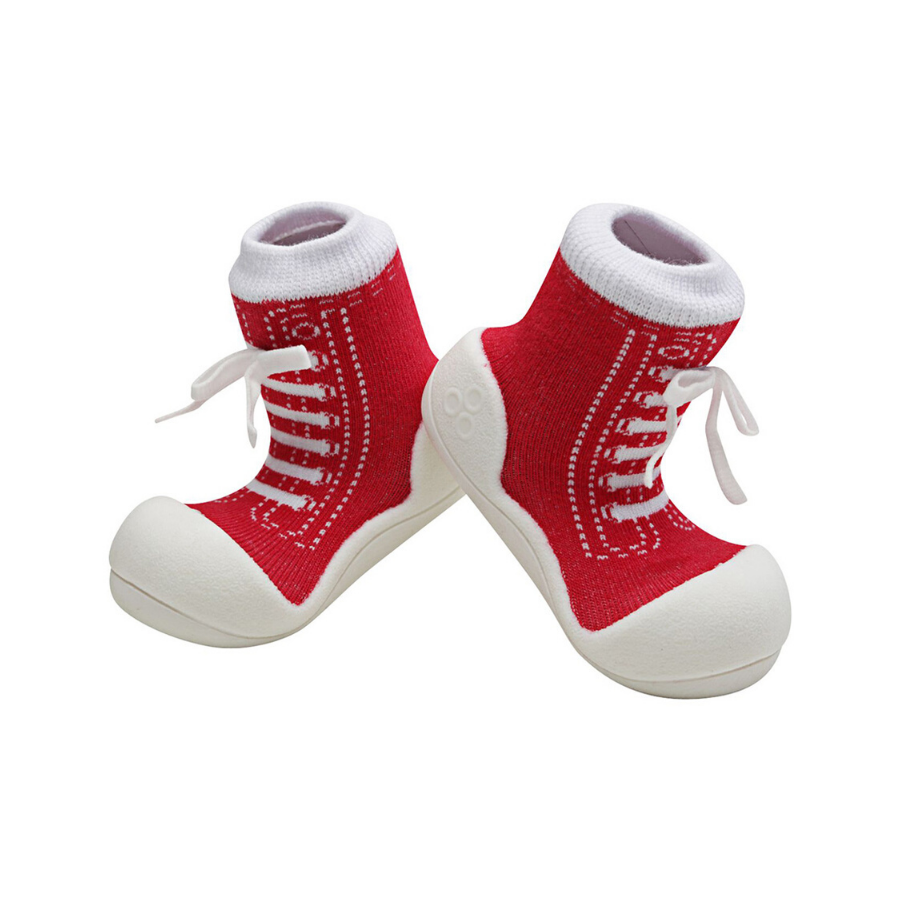 Attipas barefoot frente sneaker vermelho branco cordões