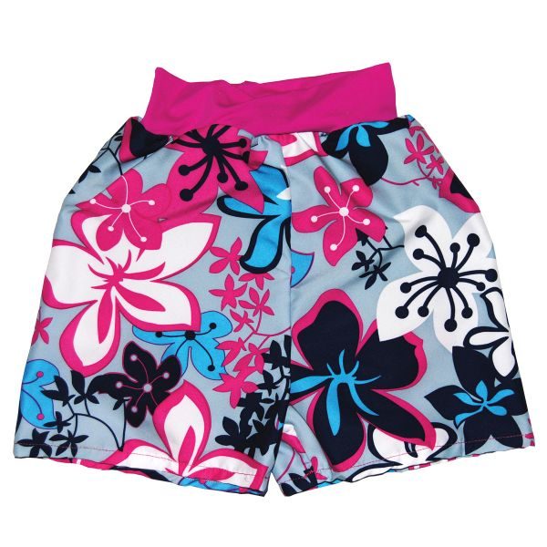 Calções de banho Splash About com padrão floral rosa para bebé.