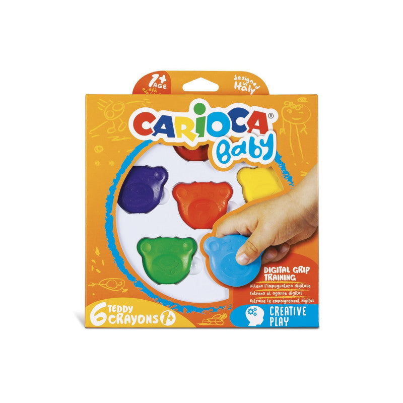 Carioca Baby Set de 6 crayones de colores con forma de osito