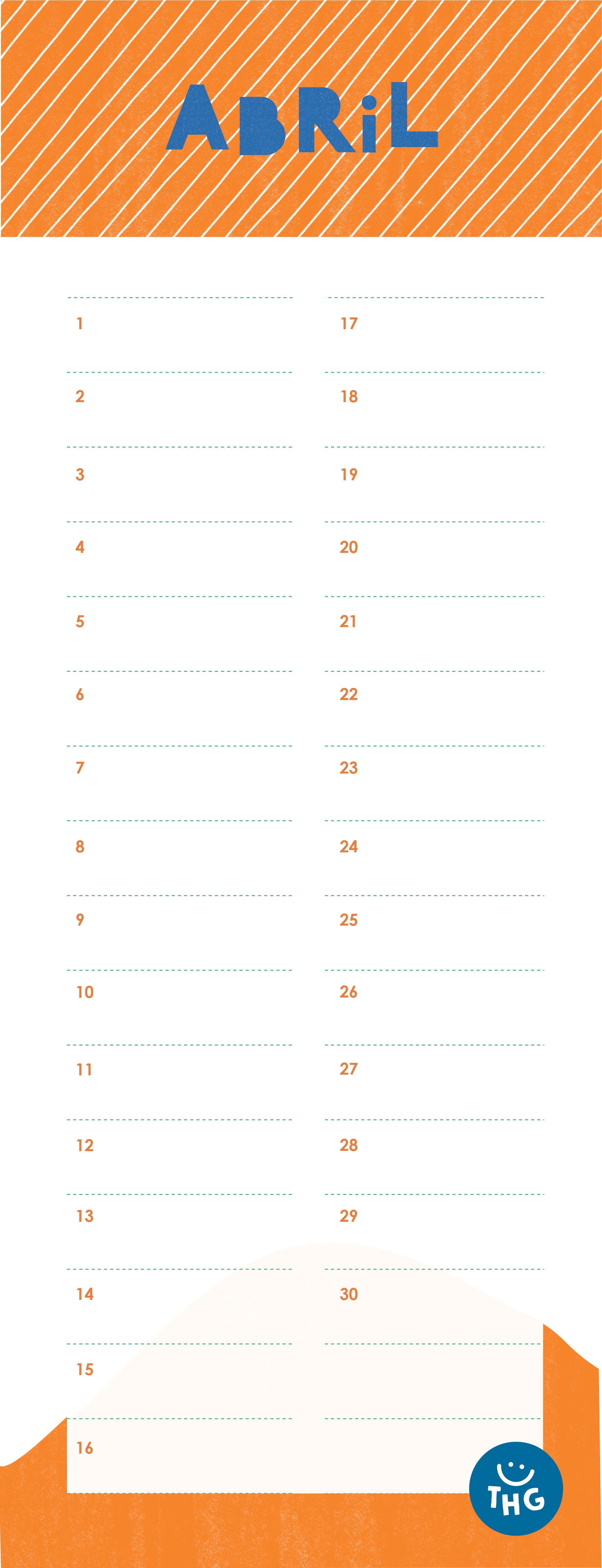 Detalhe do design do mês de Janeiro do calendário perpétuo, evidenciando o espaço para registo diário e o padrão de linhas azuis na base.