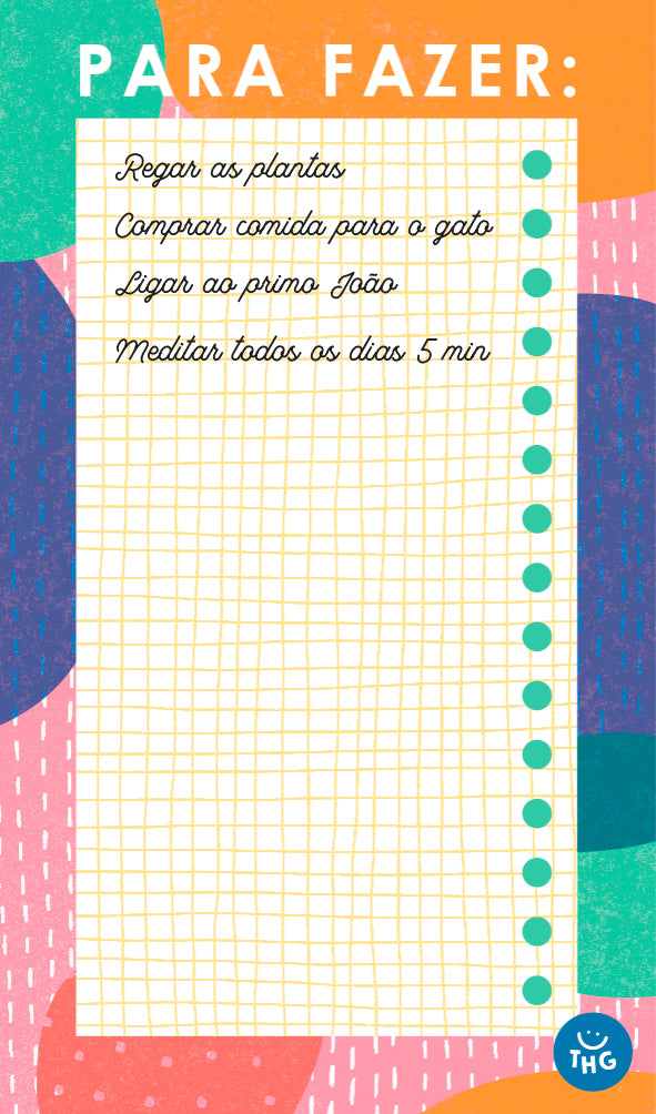 Imagem principal da lista de tarefas magnética "THE HAPPY GANG" com 50 folhas, mostrando o design limpo e o íman de fixação.