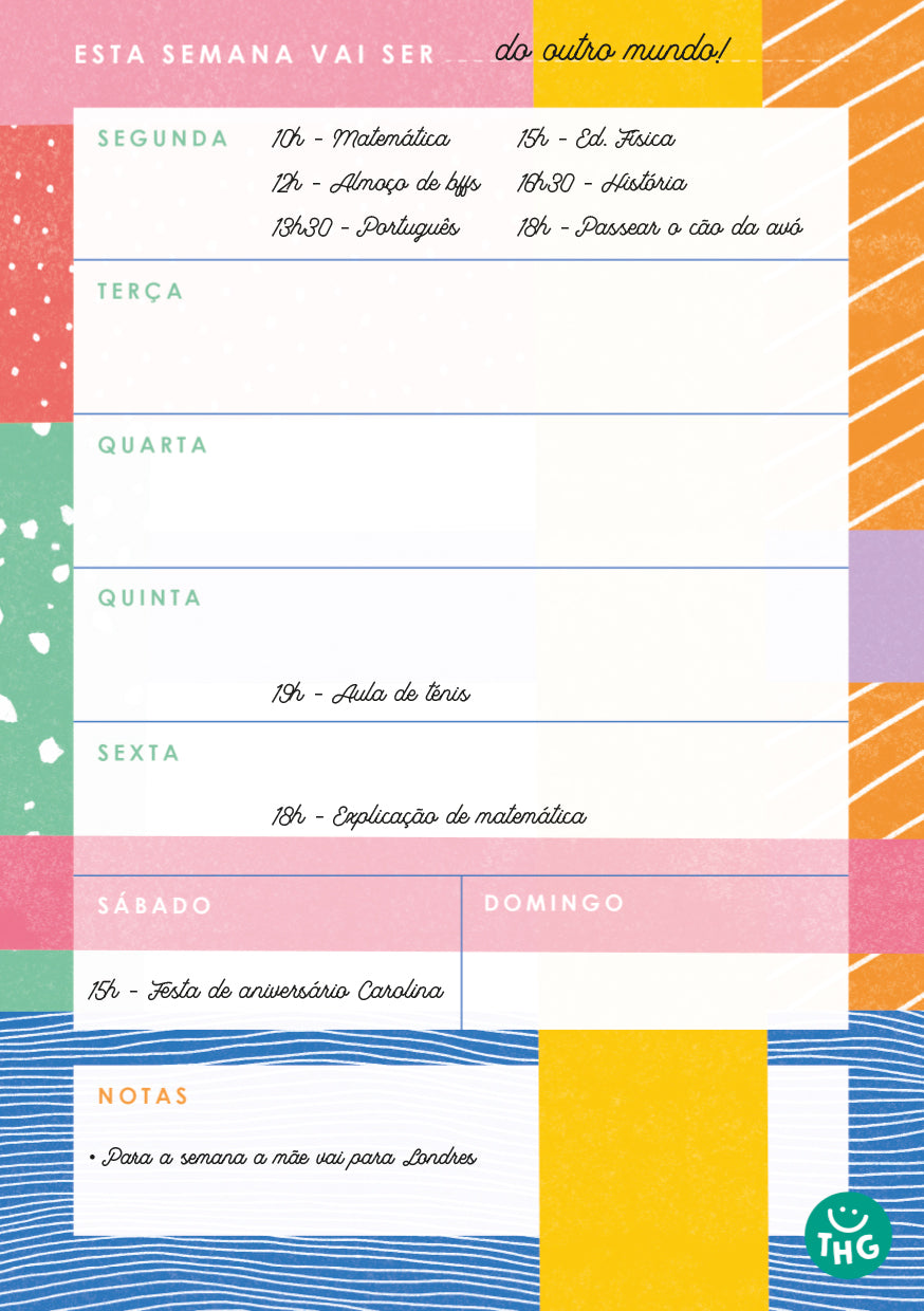 Capa do planeador semanal A5 "THE HAPPY GANG" com design vibrante e moderno, mostrando o título do produto.