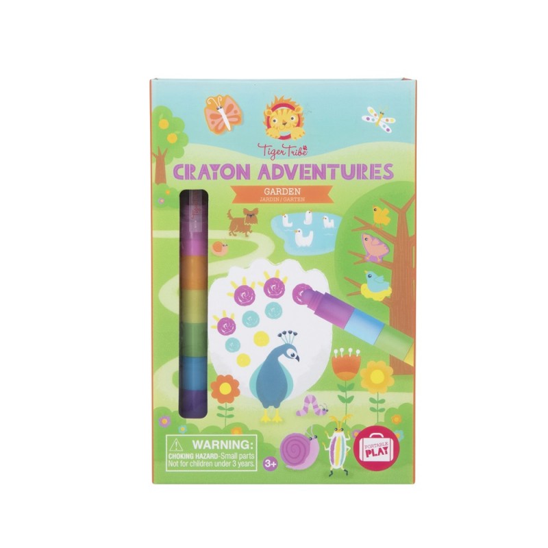 Conjunto de lápis de cera neon e folhas de colorir Jardim Tiger Tribe