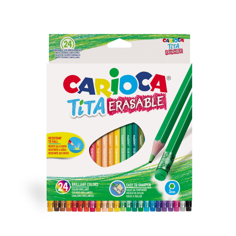 Caixa de 24 lápis de cor com borracha