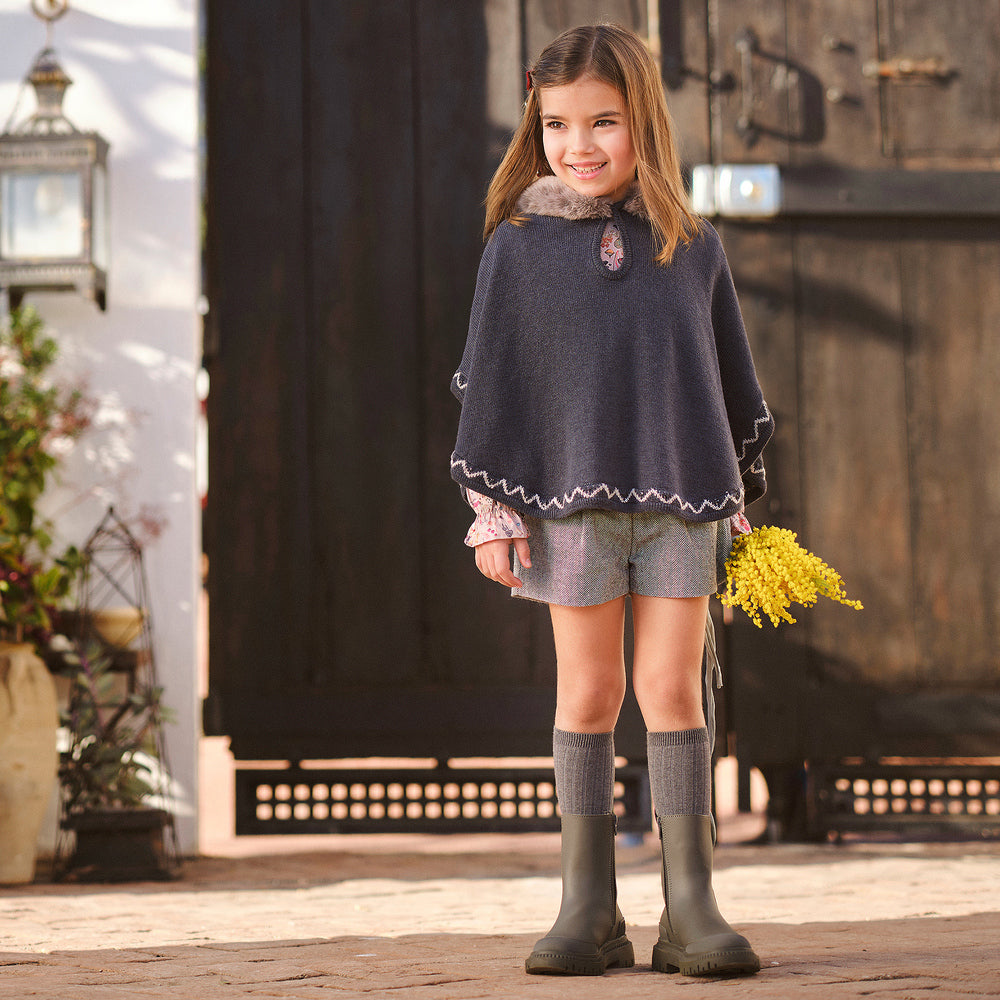 Tutto Piccolo Knitted Poncho Gray