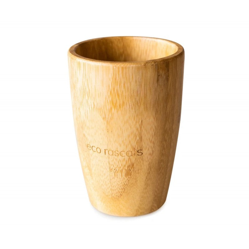 Copo Eco Rascals de bambu natural, sem tampa, mostrando a sua forma e material.