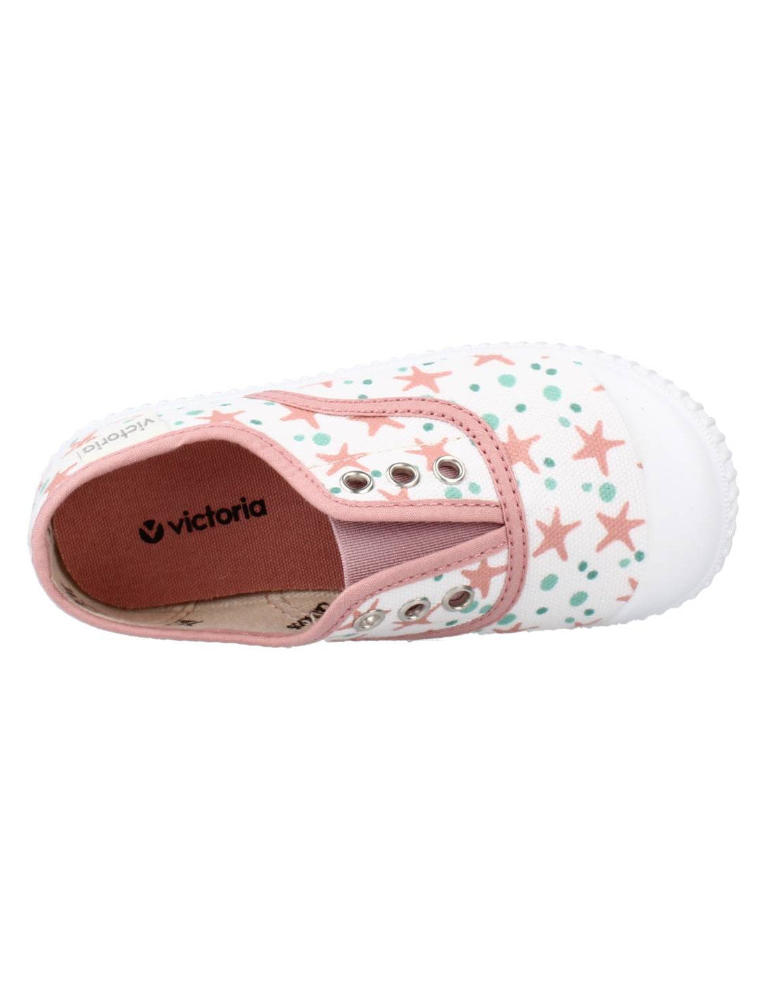 Victoria Sapato Elastico Barefoot Calçado Respeitador Estrelas Nude Rosa Topo