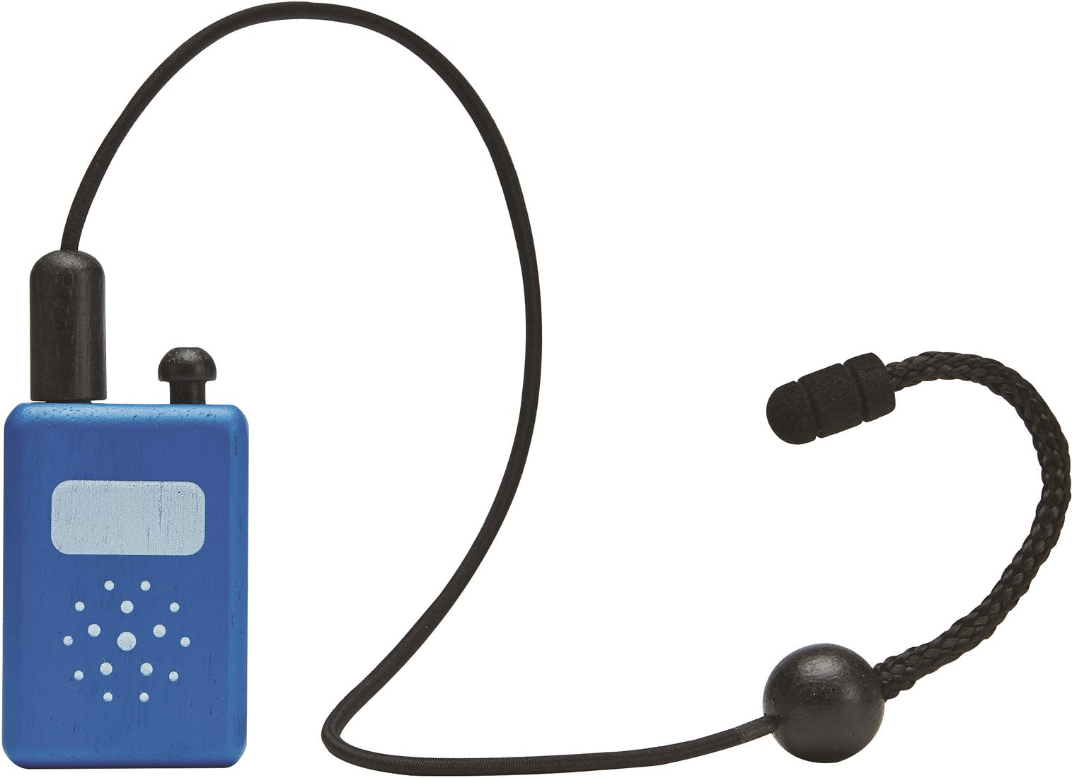 Walkie-talkie azul de madeira com auscultador, para o conjunto de agente secreto PlanToys.