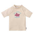 Camisola de praia/piscina Waterlemon UV com padrão floral vibrante, gola subida e mangas curtas raglan. Proteção UPF 50+.