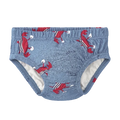Cueca/fralda de praia Waterlemon azul com padrão de caranguejos vermelhos em destaque, vista frontal.