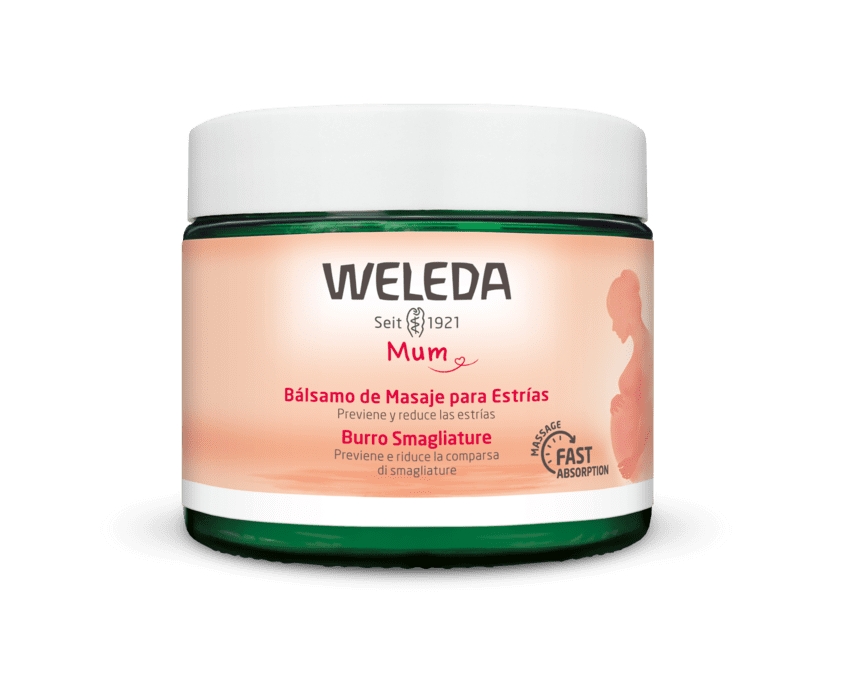Weleda Bálsamo de Massagem para as Estrias 150ml: cuidado natural para a pele da mamã, prevenindo e reduzindo estrias com ingredientes biológicos nutritivos.
