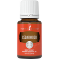 Frasco de 15ml de óleo essencial Cedarwood da Young Living, com aroma amadeirado para relaxamento e cuidado da pele.