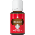 Frasco de 15ml de óleo essencial Lemongrass da marca Young Living com tampa branca.